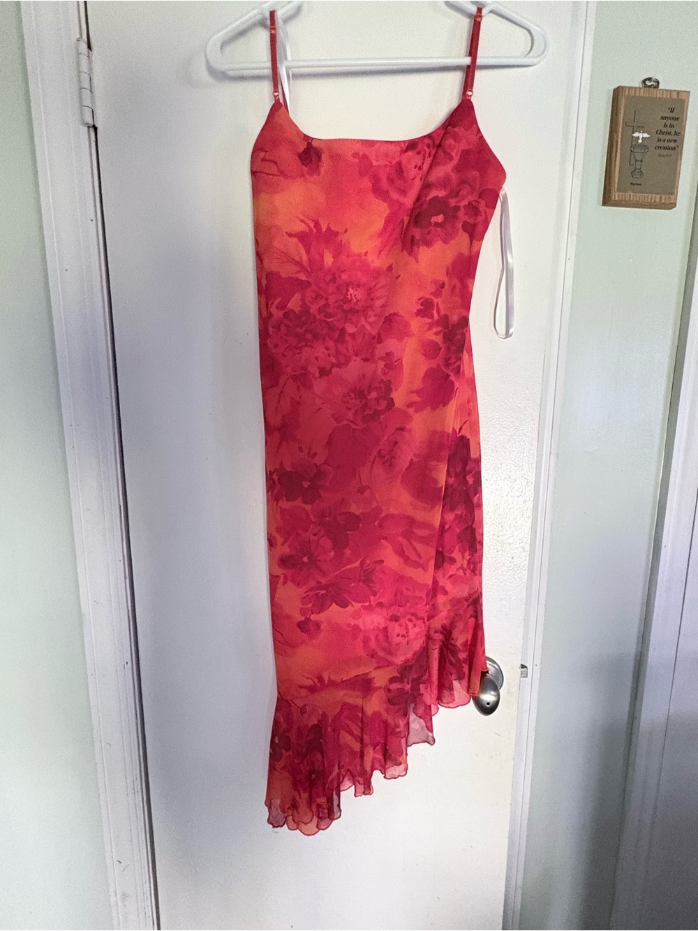 City Triangles Red and Orange Floral Asymmetrical Dress